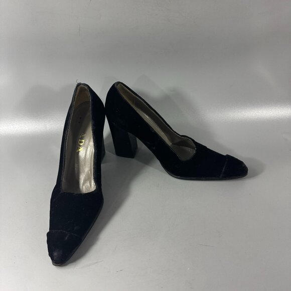 Prada Pointed Toe Black Velvet High Heel Pumps, Size 36.5 - Picture 1 of 16